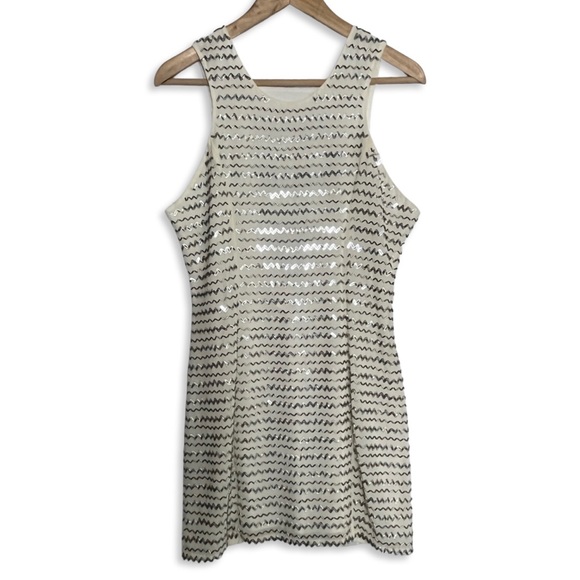 NWT PARKER Ivy Off-White Silver Beaded Mini Dress - Picture 5 of 11